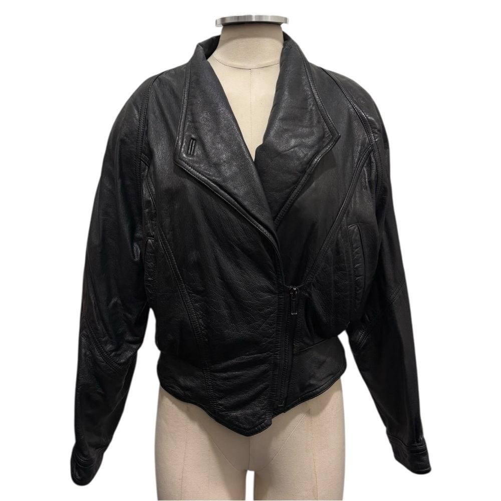 Vintage Wilsons Retro 80s Bomber Moto Leather Jacket Size Small